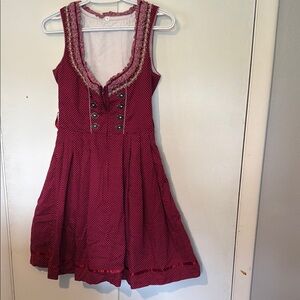 POL Red and Pink Pleated Sundress